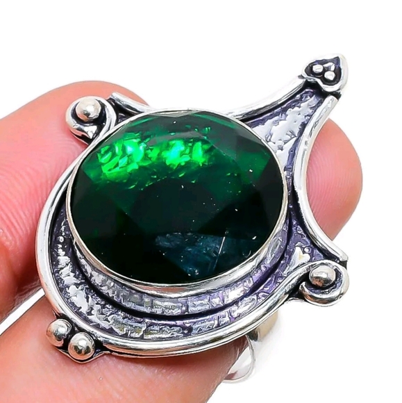 New Stunning Chrome Diopside 925 Silver Statement Ring. - Picture 13 of 13